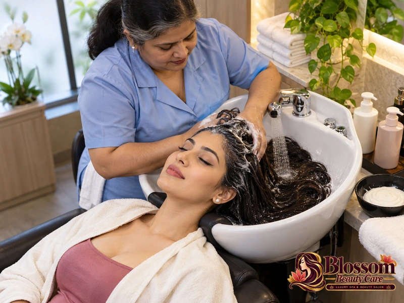 Hair Wash and Deep Conditioner service in Raipur at Blossom Beauty Care