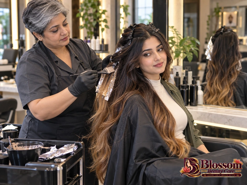 Ombre Hair Colour service in Raipur at Blossom Beauty Care